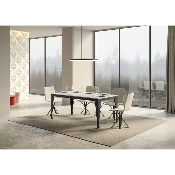 Mesa extensible 90x160/420 cm Paxon Evolution Fresno Blanco estructura Antracita