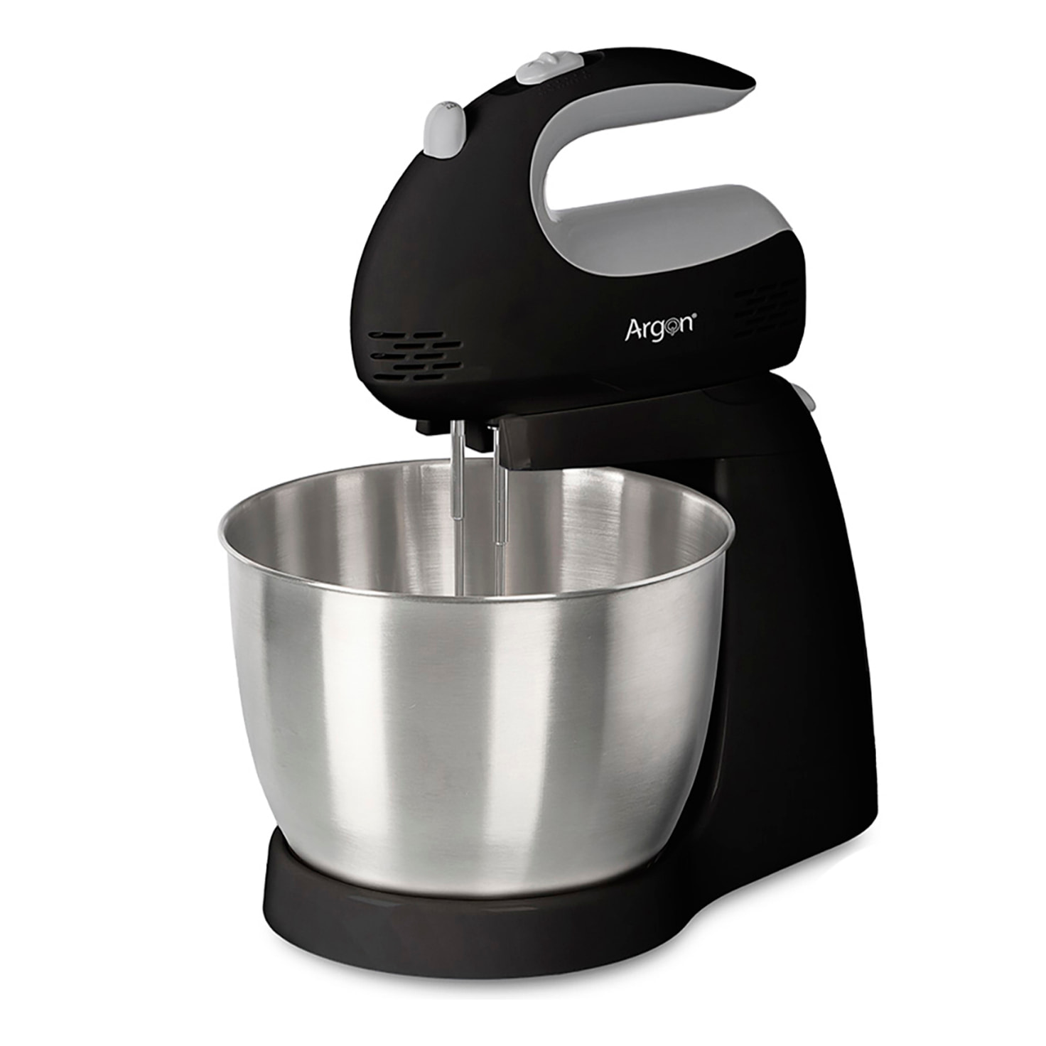 Amasadora negra con bol de 3L. 5 velocidades y 300W. Incluye acoples para batir y amasar.