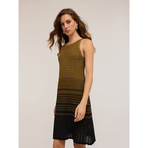 Motivi - Vestido corto de punto trabajado - Verde militare