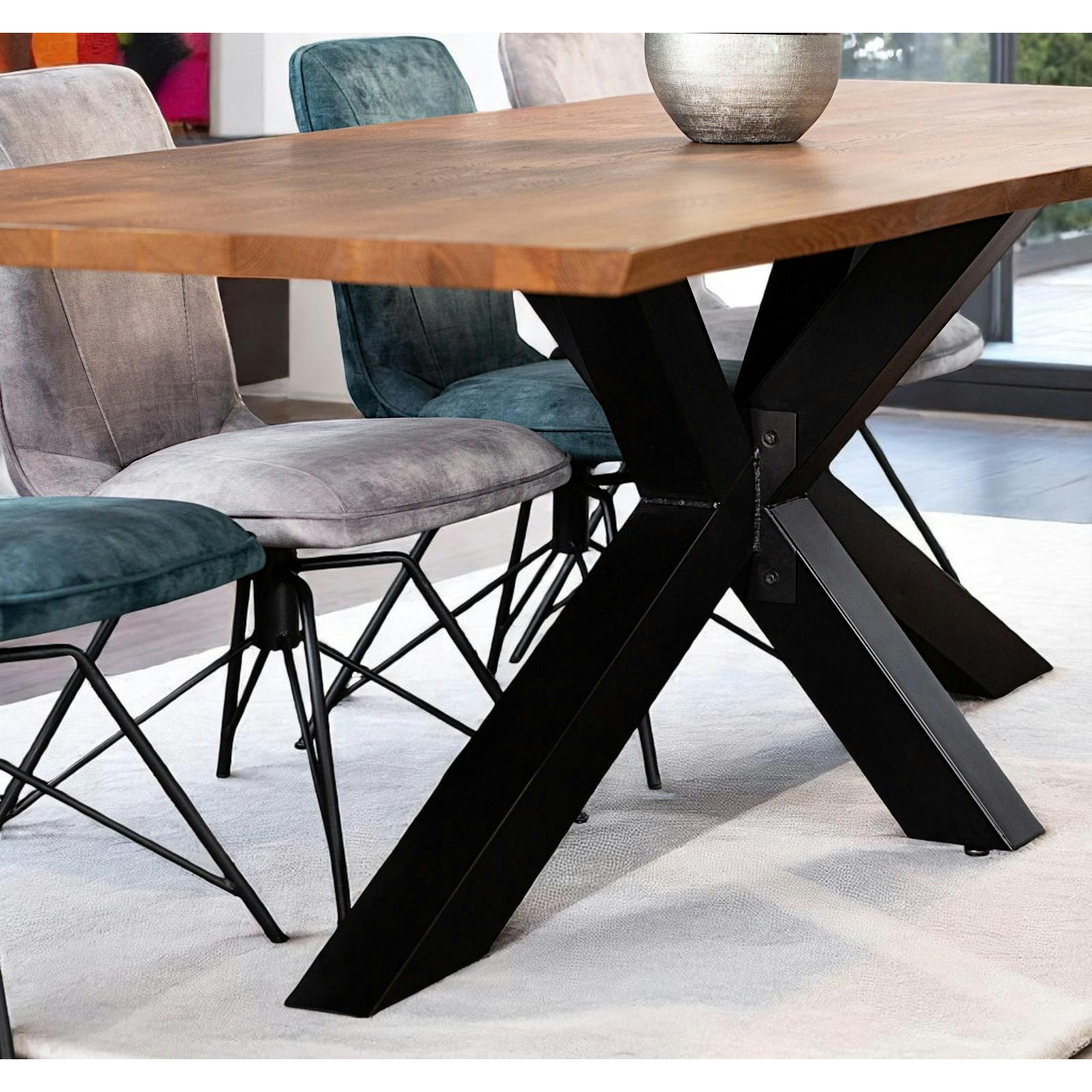 Table en chêne 240 cm bordures naturelles OKA