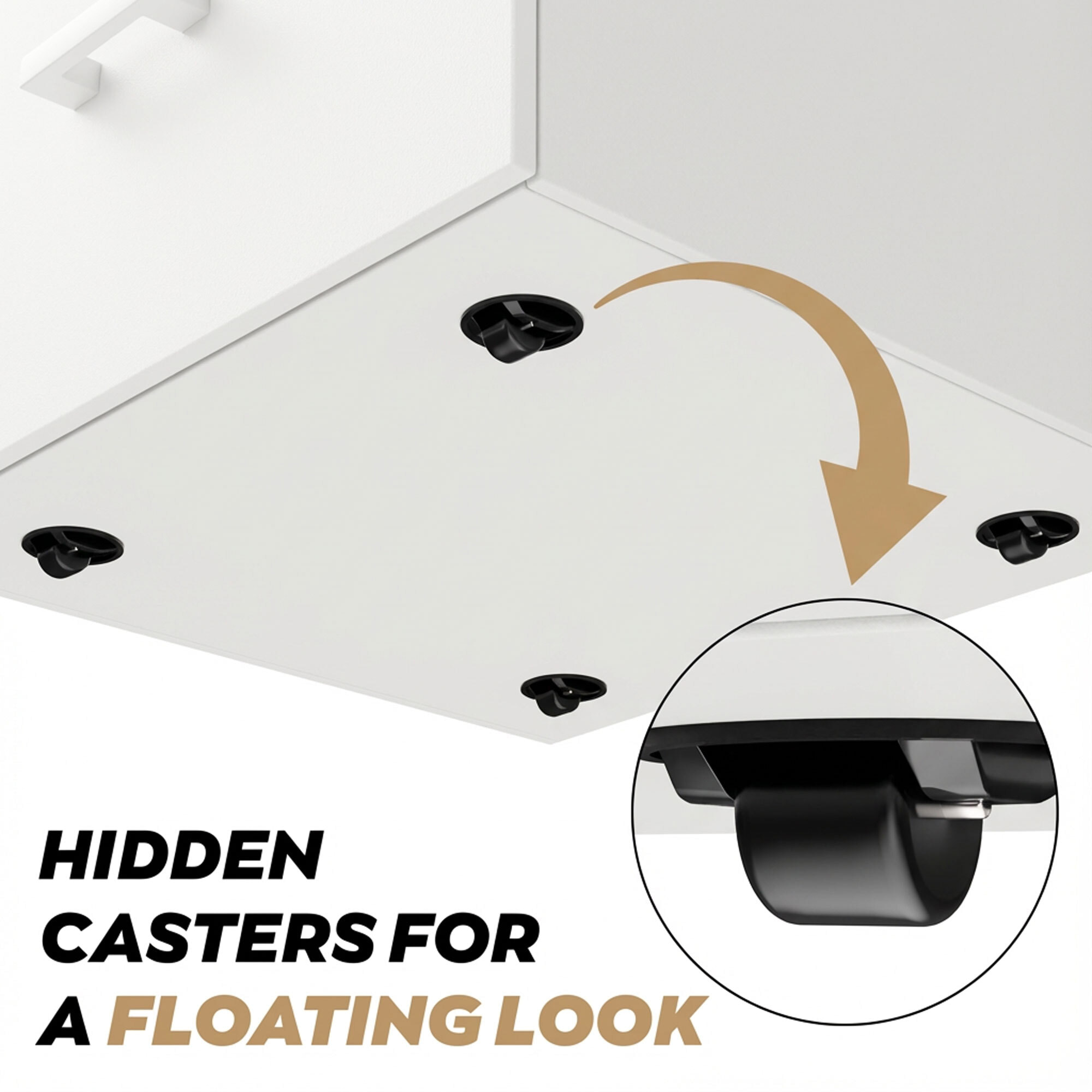 Lyra - Cassettiera Porta Stampante 3 Cassetti Mobiletto da Ufficio con Ruote in Legno MDF Bianco