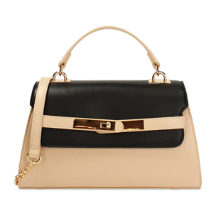 Borsa a mano donna beige-nera