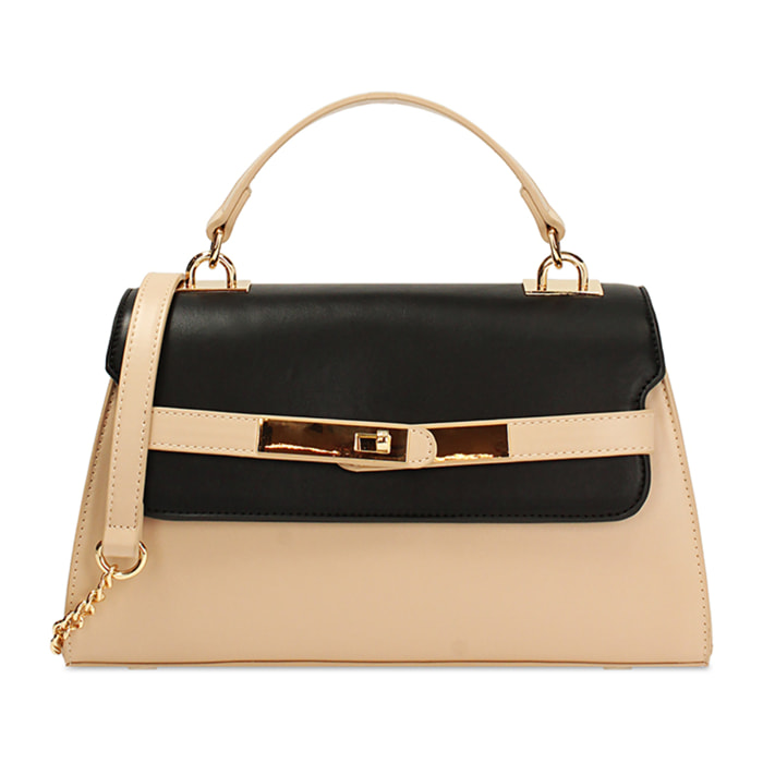 Borsa a mano donna beige-nera
