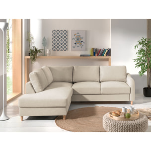 Will - canapé d'angle gauche - convertible - 5 places - en tissu - Beige