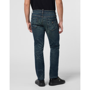 PHILIPP PLEIN Printed Super Straight Cut Jeans Tattoo