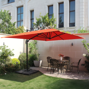 NAVIA Parasol déporté et rotatif 3 x 4 m terracotta
