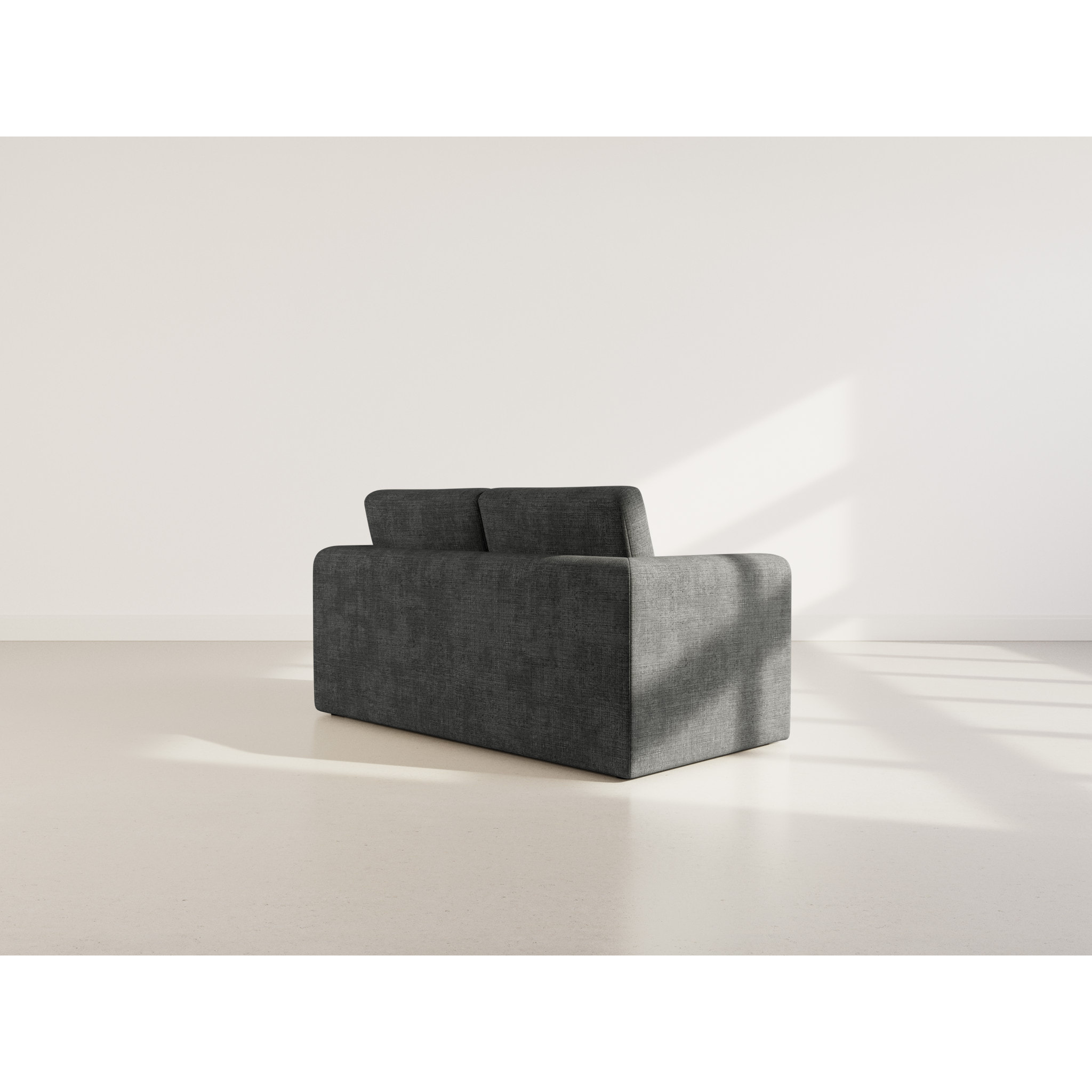 Marilia - Canapé 2 places convertible déplimousse en velours texturé - Gris foncé