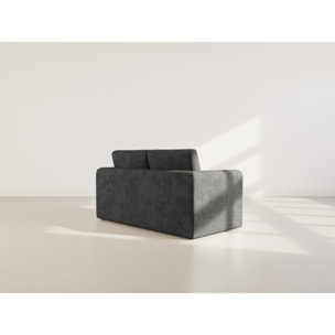 Marilia - Canapé 2 places convertible déplimousse en velours texturé - Gris foncé