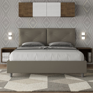 Letto matrimoniale con rete imbottito 160x200 similpelle cappuccino Appia