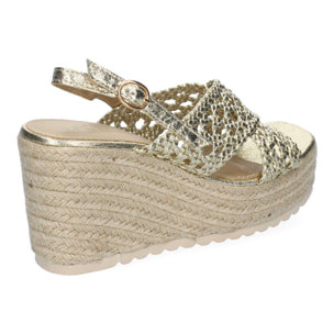 Sandalia de Cuña de Yute para Mujer, Comodas y Elegantes, Diseño Trenzado en la Pala