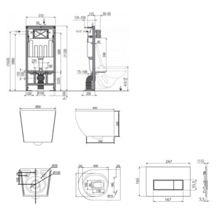 Pack WC bâti-support autoportant + WC sans bride Ceramia PixL avec abattant SoftClose + plaque (STCEPXWT03-U)