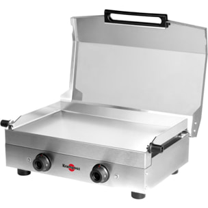 Plancha électrique KRAMPOUZ PFSY2AA-KR inox 2 brûleurs à poser, 54x33 cm