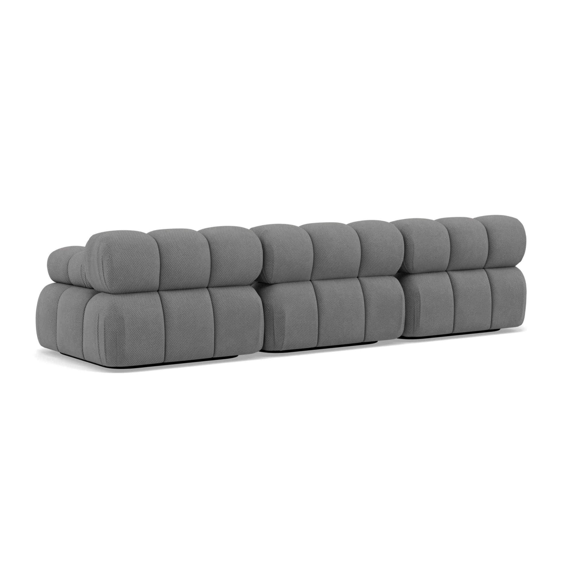 Ruby - canapé droit modulable 3 places en velours texturé - Gris