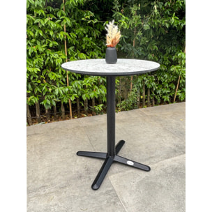 BISTRO - Table ronde de jardin en acier et plateau HPL
