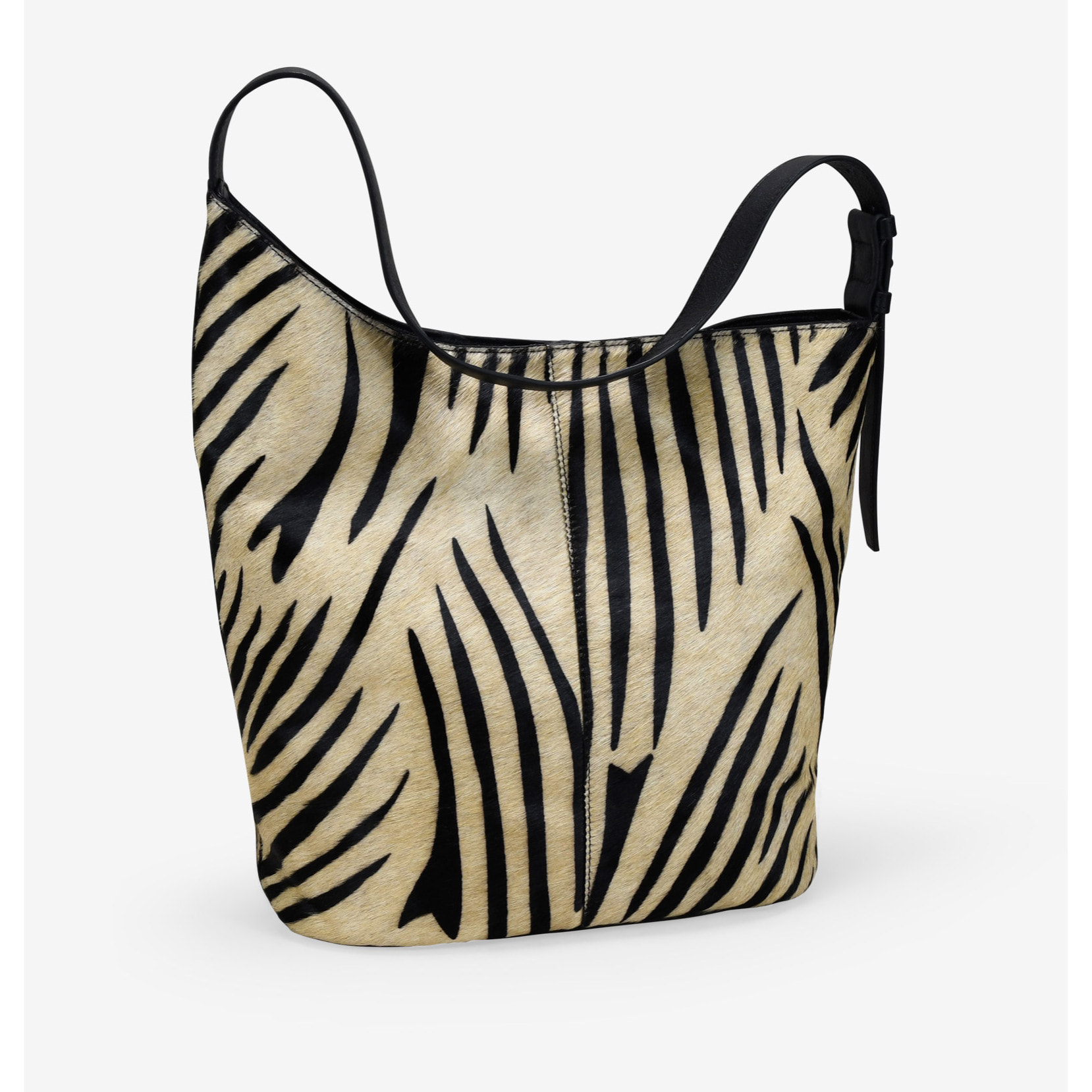 Bolso de hombro de piel con pelo efecto cebra