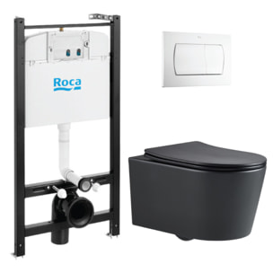 Active Pack WC bâti-support + WC suspendu sans bride Swiss Aqua Technologies avec abattant SoftClose + plaque (ROASTBRBMR02-IN)