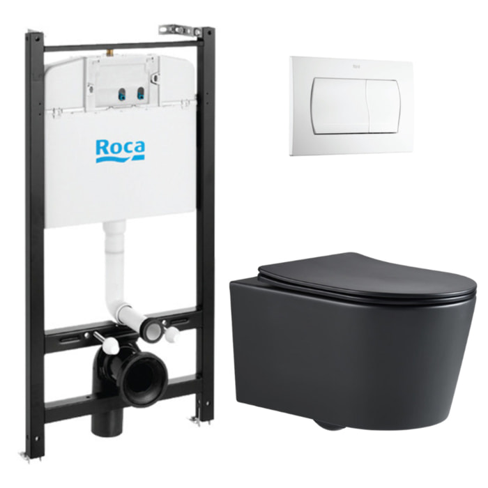 Active Pack WC bâti-support + WC suspendu sans bride Swiss Aqua Technologies avec abattant SoftClose + plaque (ROASTBRBMR02-IN)