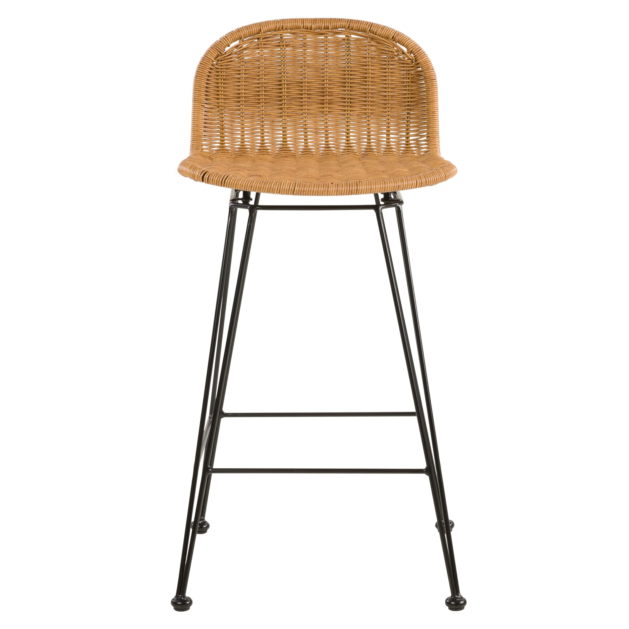 Lot de 2 chaises de bar mi-hauteur 63 cm en résine tressée marron - Jigani