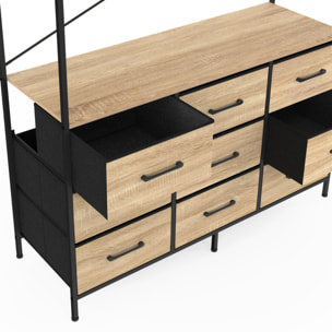 Dressing Iris penderie et 9 tiroirs bois et noir
