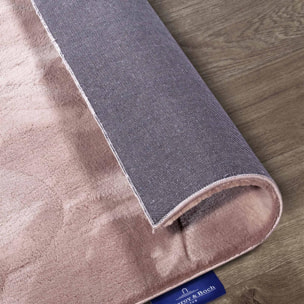 Tapis salon faux uni poils ras, tissé polyester confortable, anano