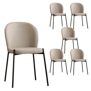 Pack de 6 chaises -tissu-couleur beige 48 x 85 x 55 cm