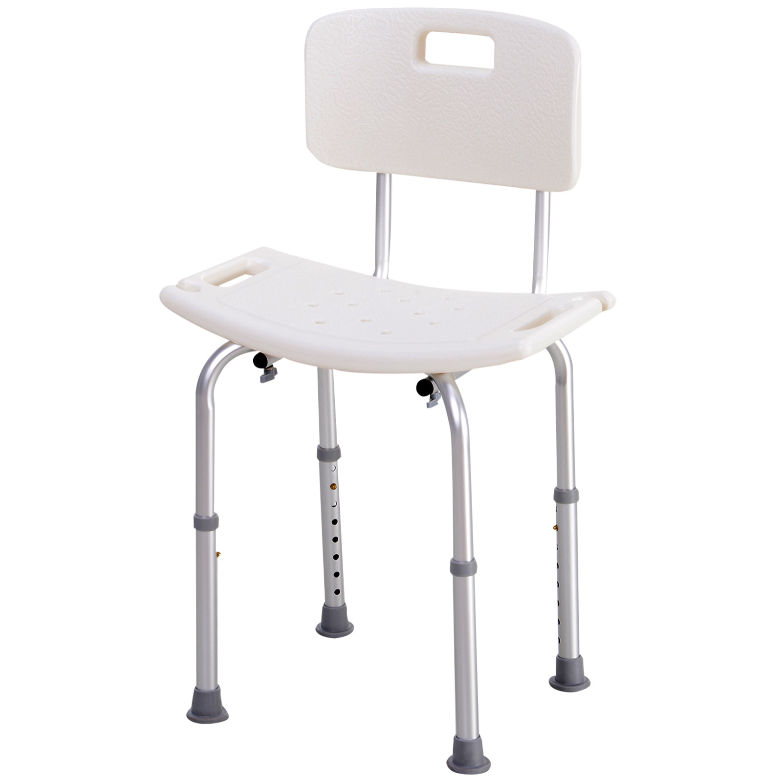 Chaise de douche siège de douche ergonomique hauteur réglable pieds antidérapants charge max. 136 Kg alu HDPE blanc