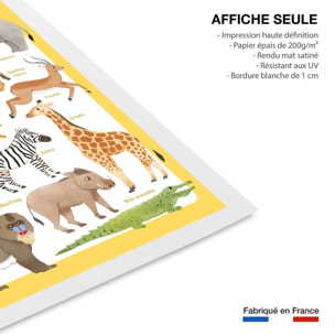 Affiche enfant animaux d'afrique  Affiche seule