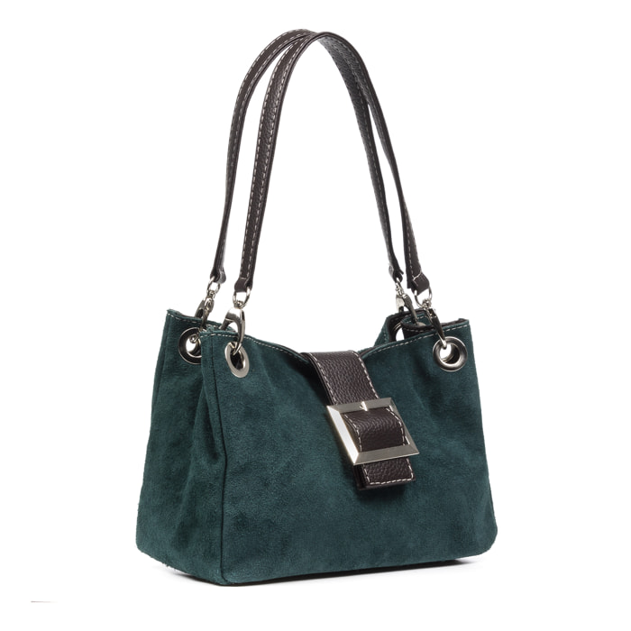 Aicurzio Bolso de hombro Mujer. Piel auténtica Gamuza Dollaro