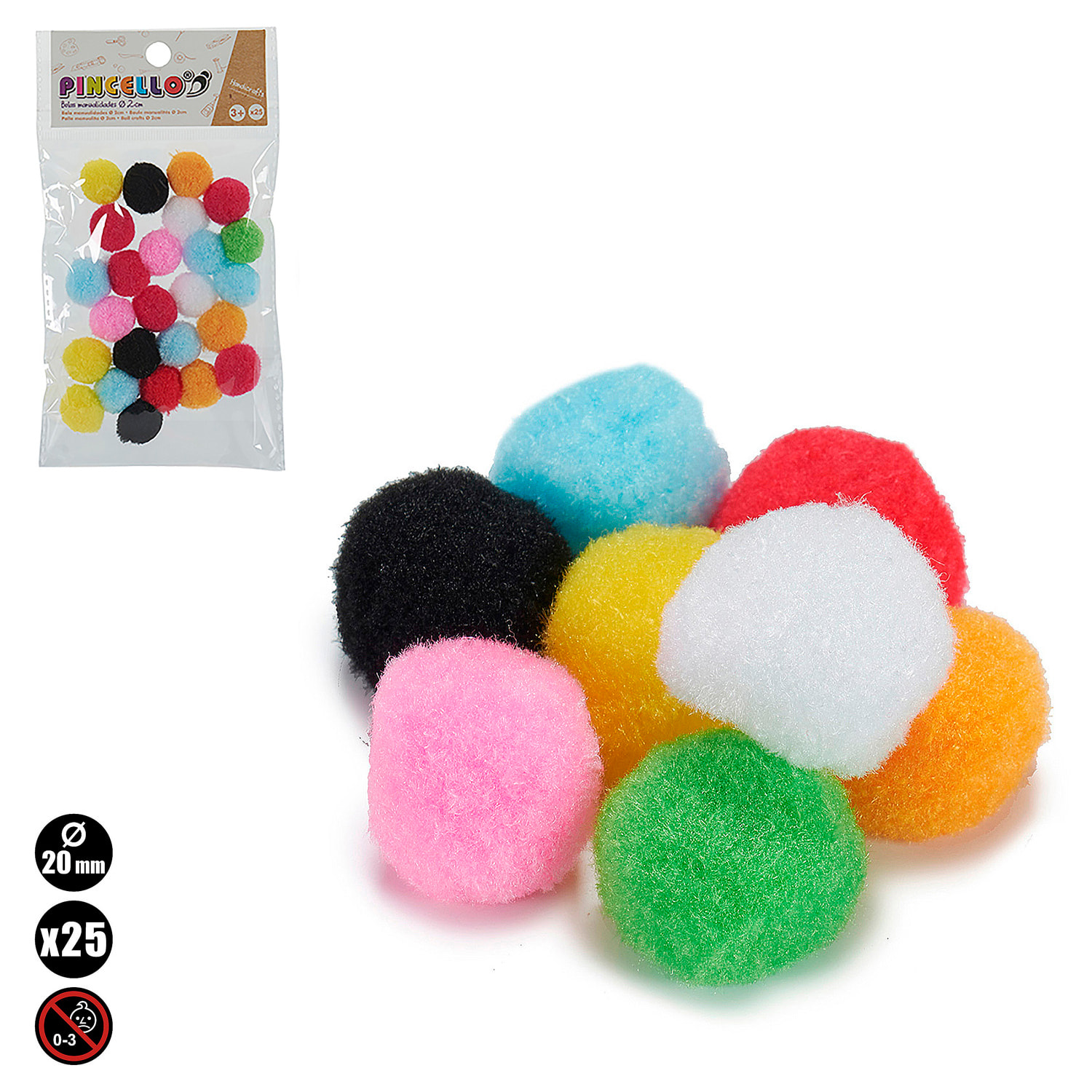 Set di 25 palline artigianali 2 cm.