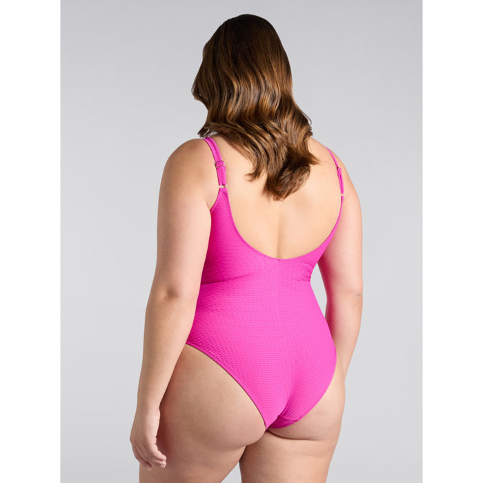 Fiorella Rubino - Bañador de una pieza con diseño de chevron y efecto 3D - Fuchsia