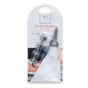 Poche à douilles avec 6 douilles inox