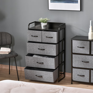 Commode rangement 5 tiroirs pliables en tissu 58 x 29 x 99 cm gris