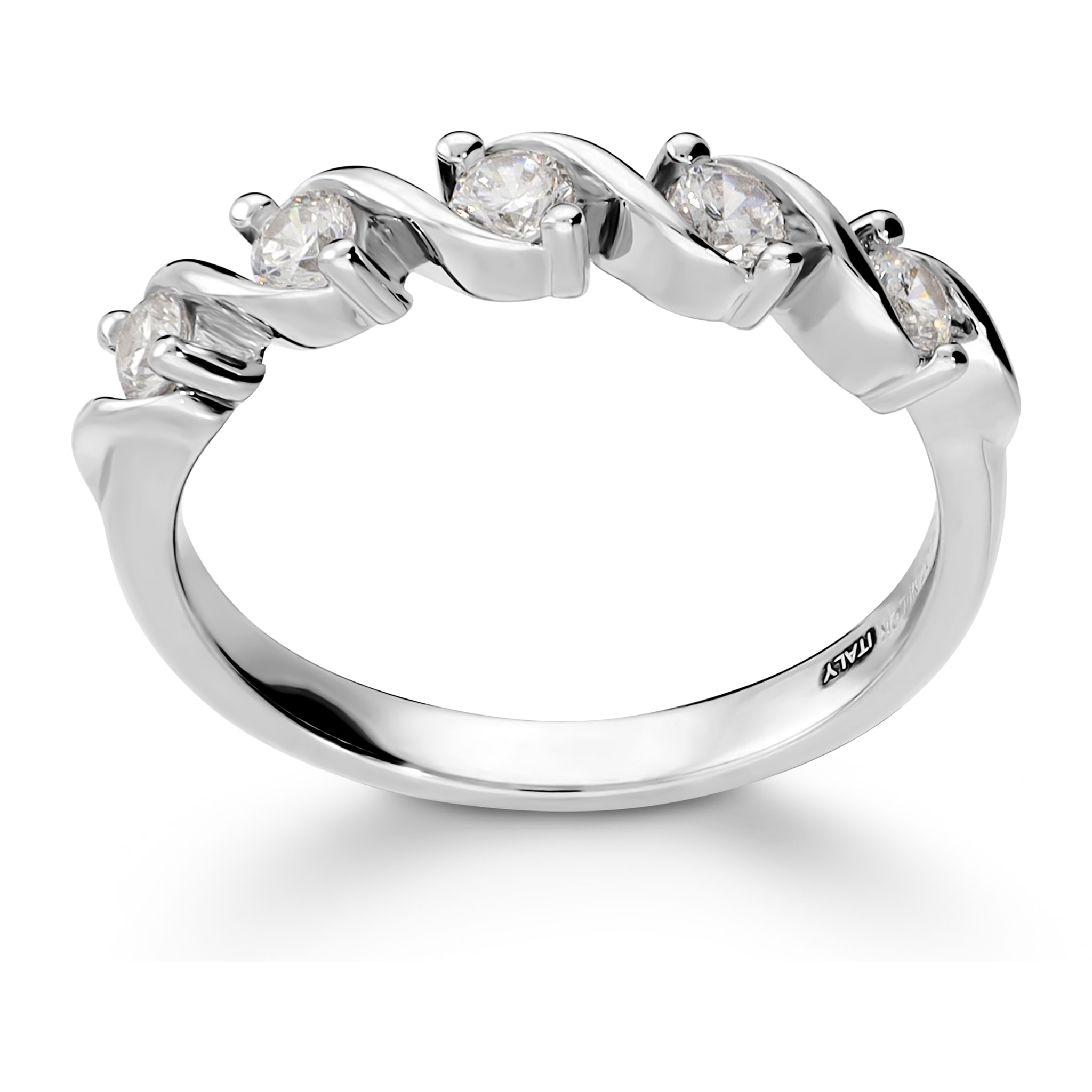 Anello Riviera in Argento 925 con Cubic Zirconia Design a Intreccio