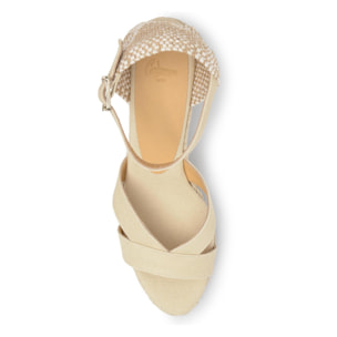 Sandalia cuña Bruna beige mujer 7cm