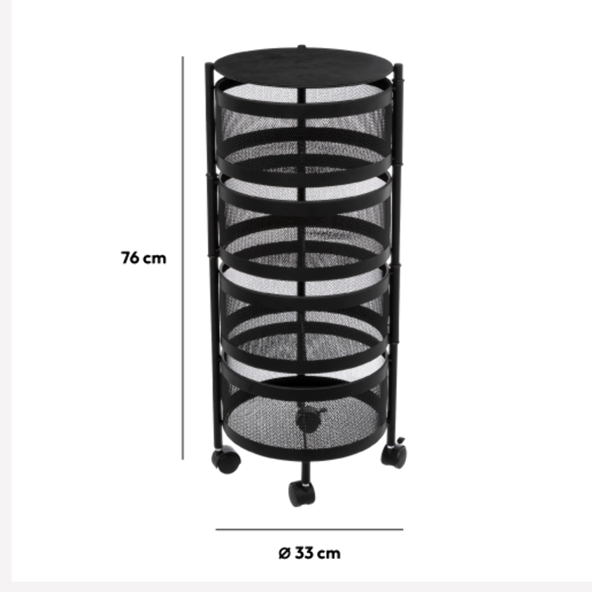 Desserte à roulettes 3 étages Noir Mayaj