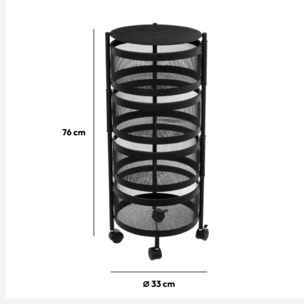 Desserte à roulettes 3 étages Noir Mayaj