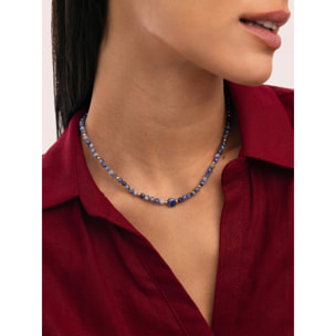 Collar Amulet Cianita Acero Baño Oro