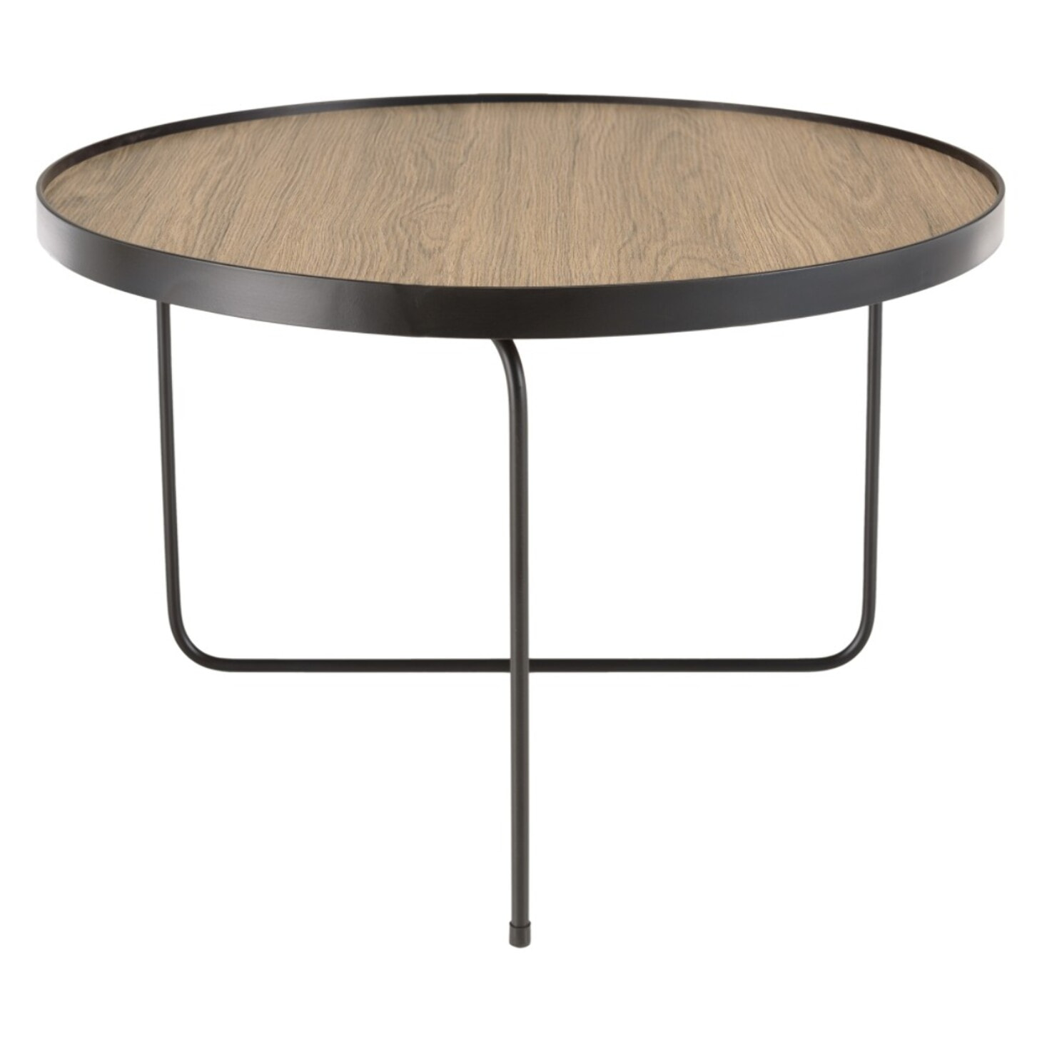 JULIA - Table basse ronde 60x60cm mocha pieds asymétriques métal noir