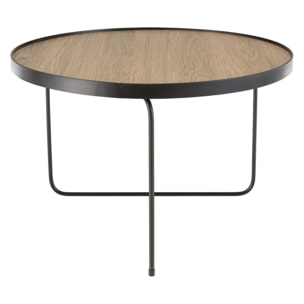 JULIA - Table basse ronde 60x60cm mocha pieds asymétriques métal noir