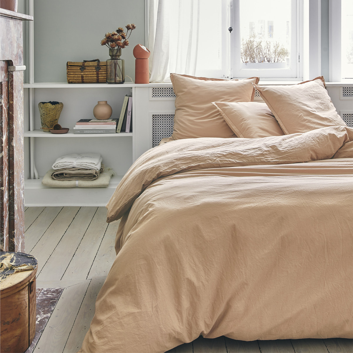 Taie d'oreiller unie coton, Made in France, TOUT DOUX , Sable