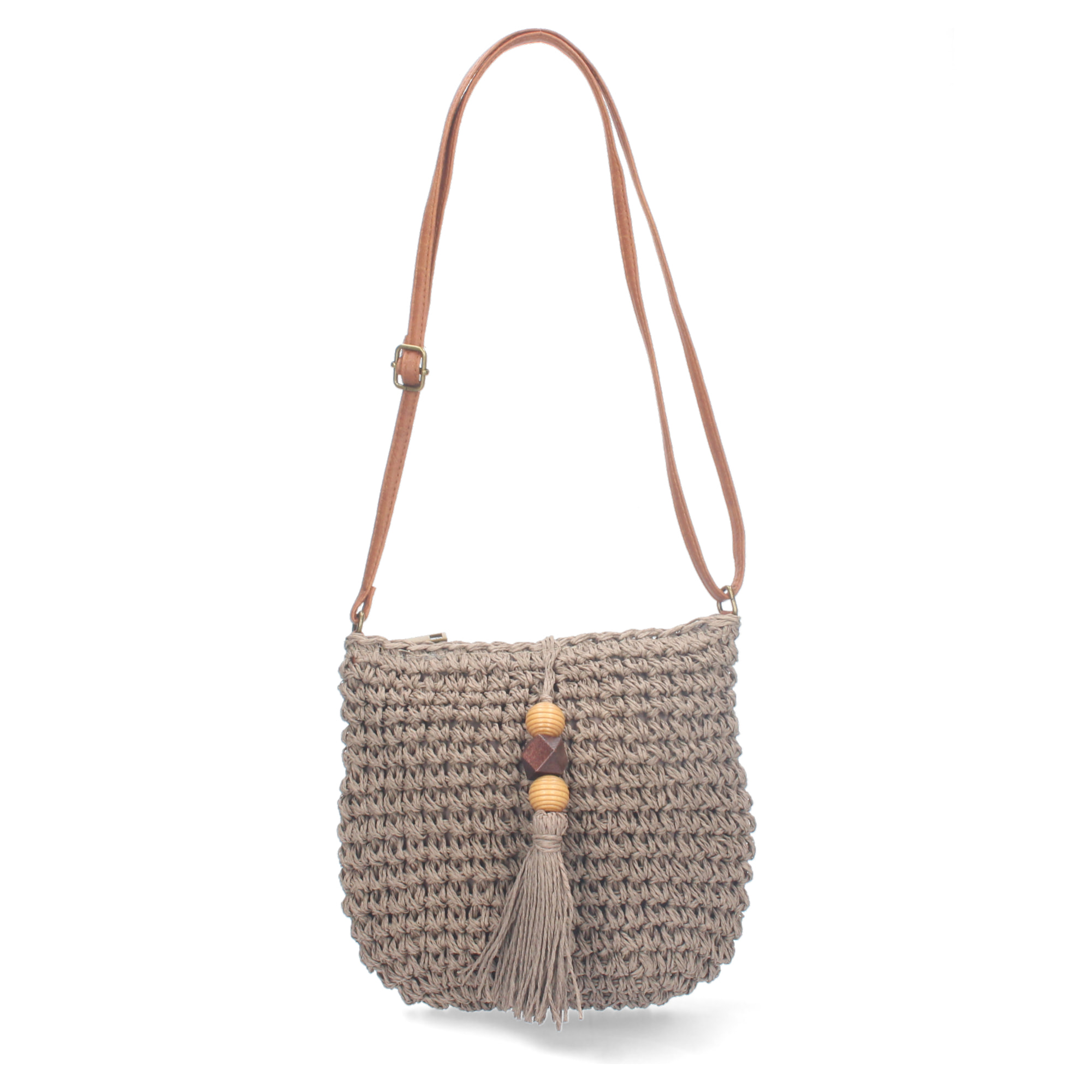 Bolso de Hombro Rafia y Cremallera