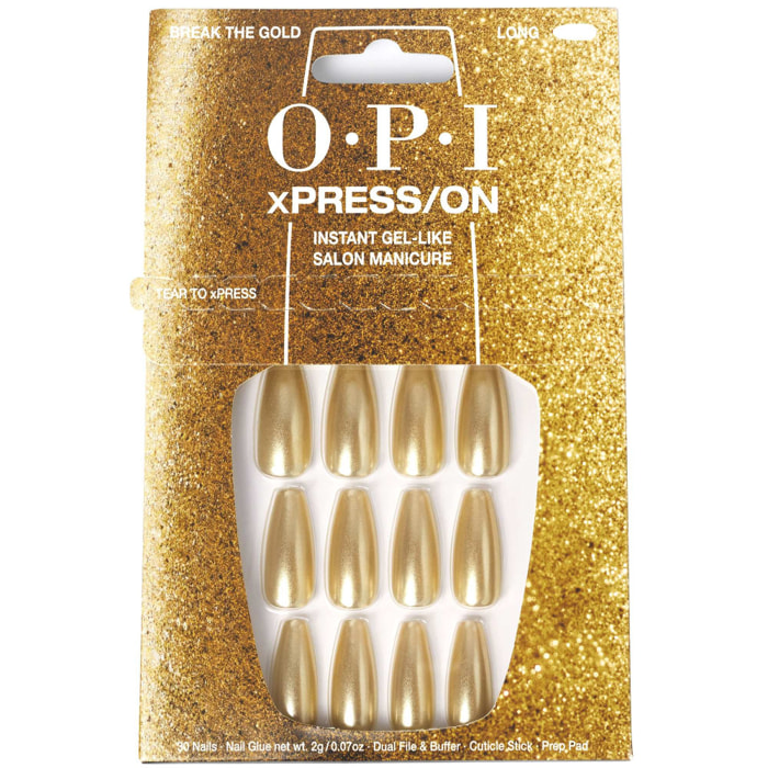 xPRESS-ON - Break the Gold - Faux ongles réutilisables, effet gel - OPI