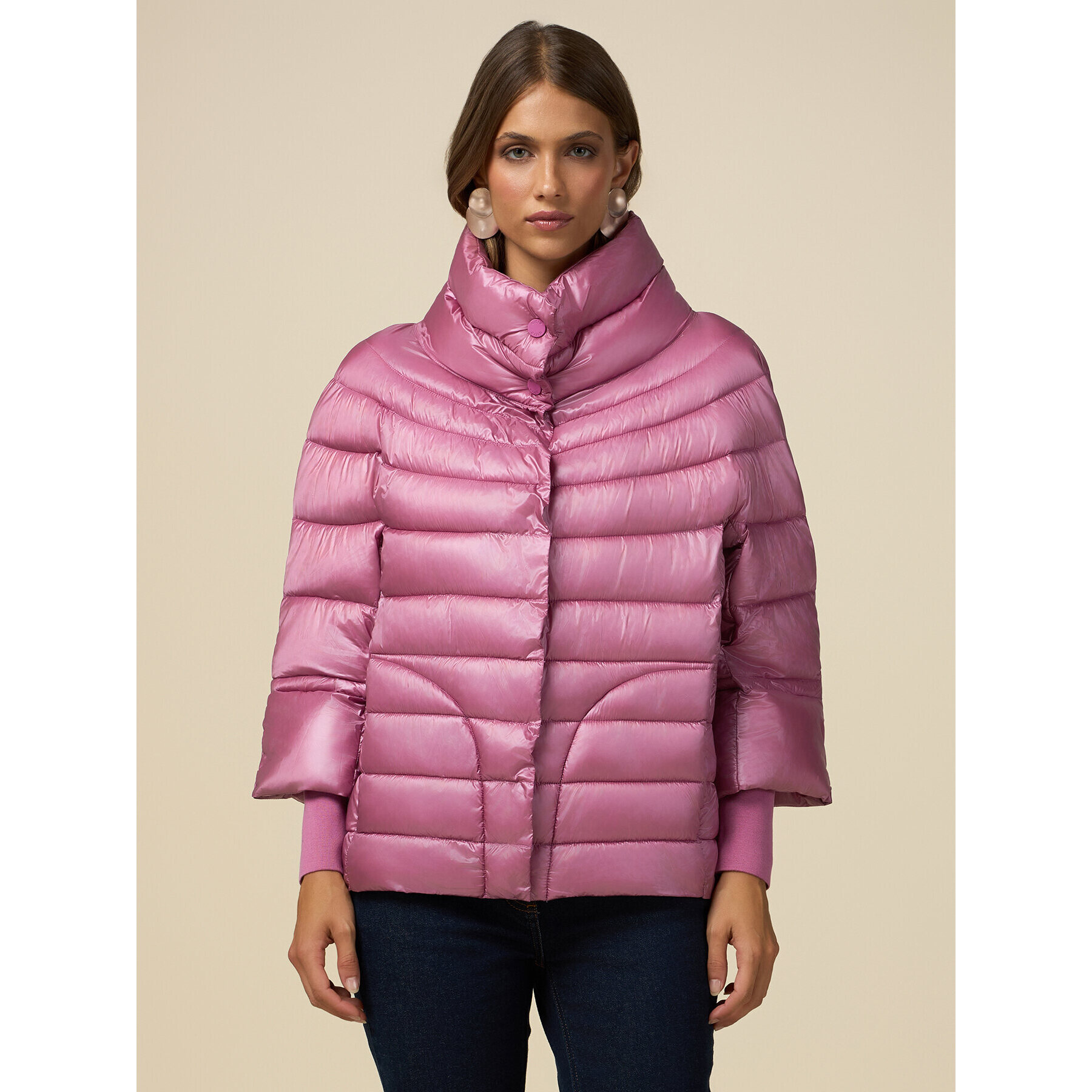 Oltre - Hooded down jacket with sleeves - Rosa