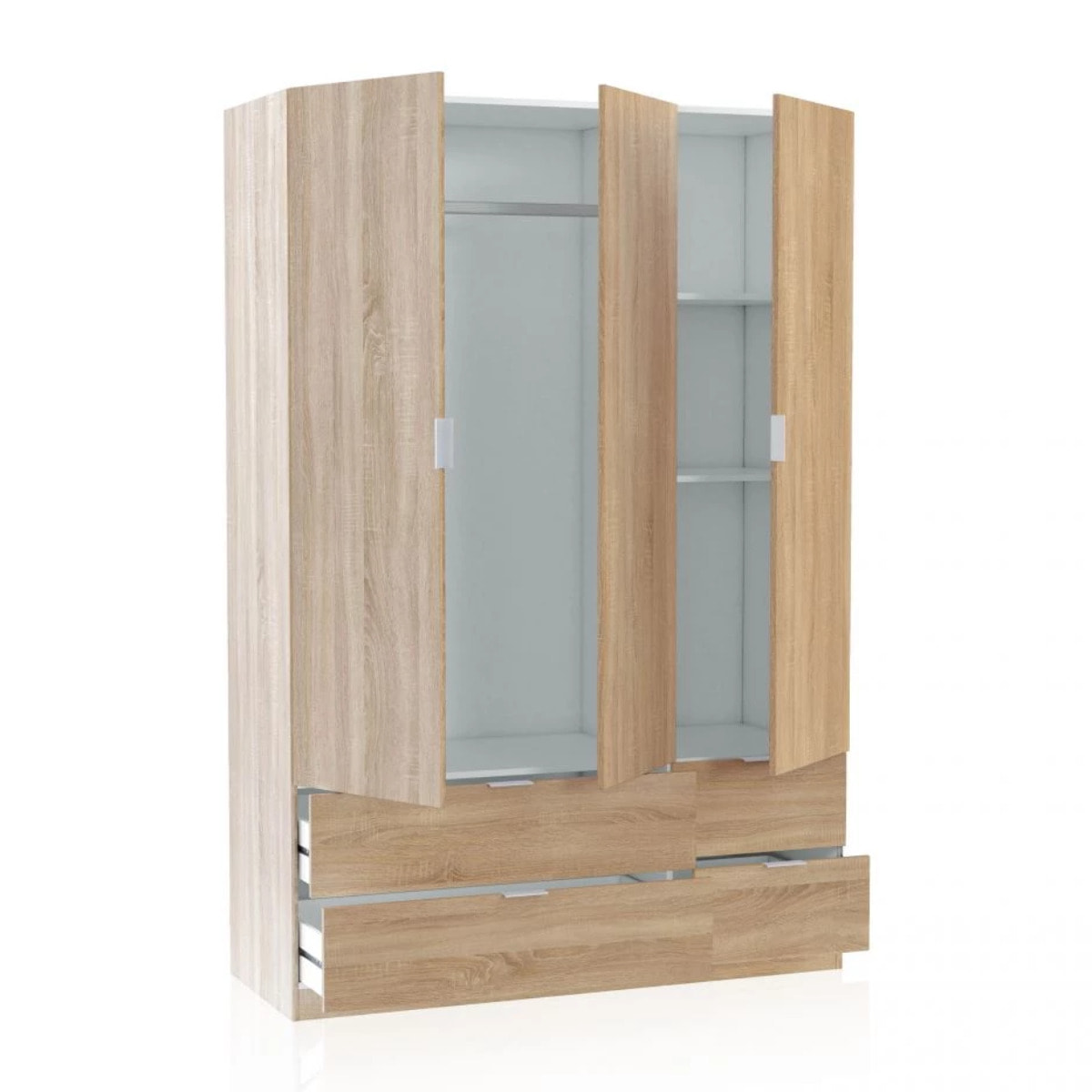 Armario Magan 3 puertas y 4 cajones Roble Canadian