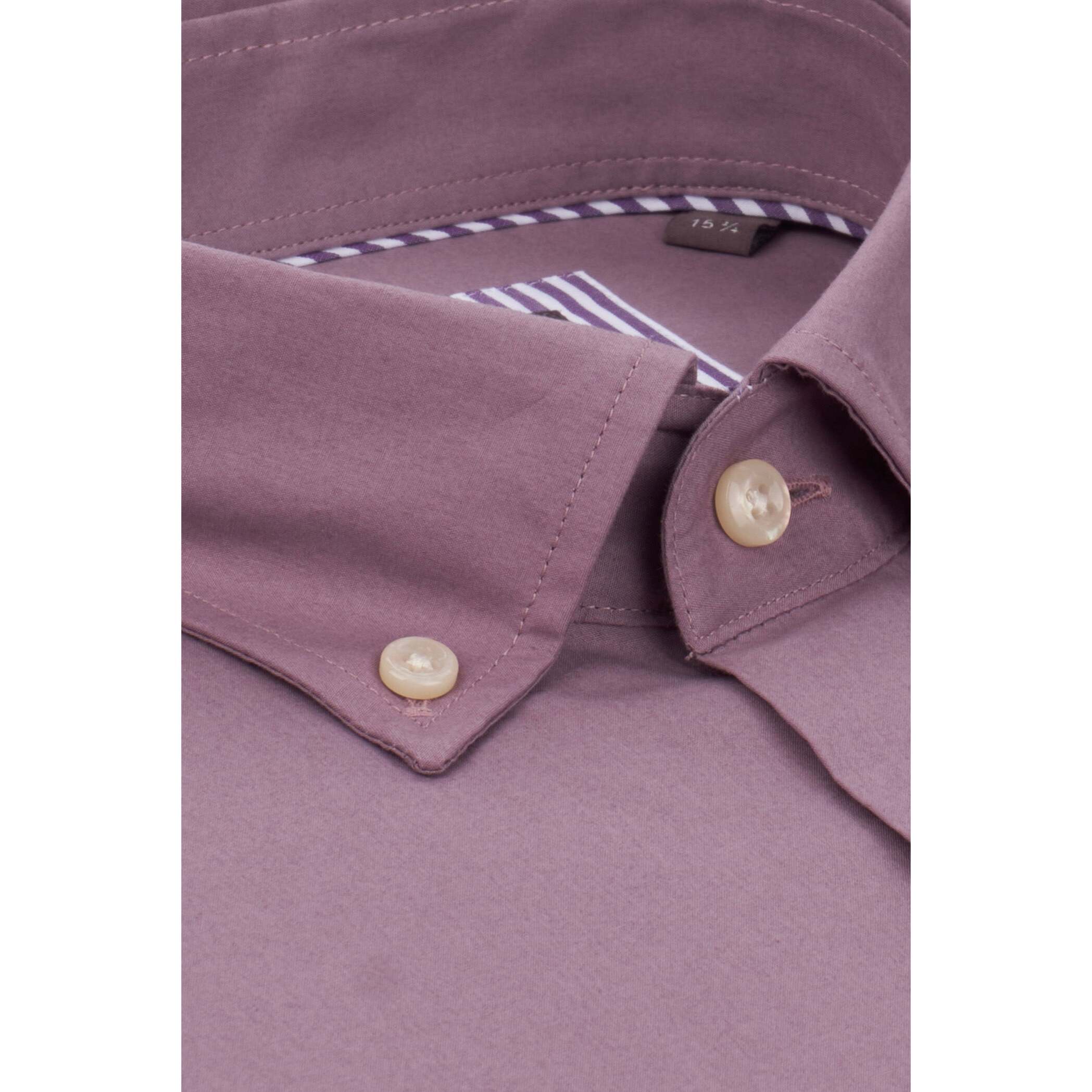 Camicia Uomo 1 Bottone Button Down Doppio Popeline Unito Viola