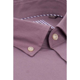 Camicia Uomo 1 Bottone Button Down Doppio Popeline Unito Viola