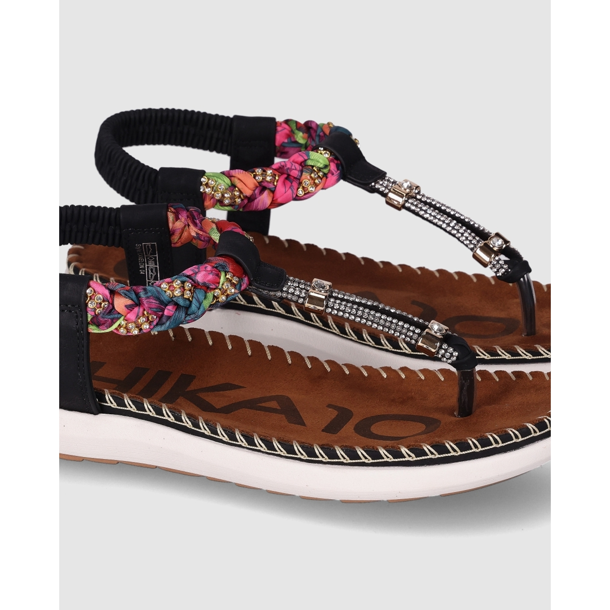 Sandalias de Piel Sintética - Negro - Tacón: Bajo