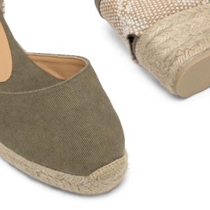 Alpargatas de cuña de mujer Carina en algodón orgánico lavado con cierre de cintas