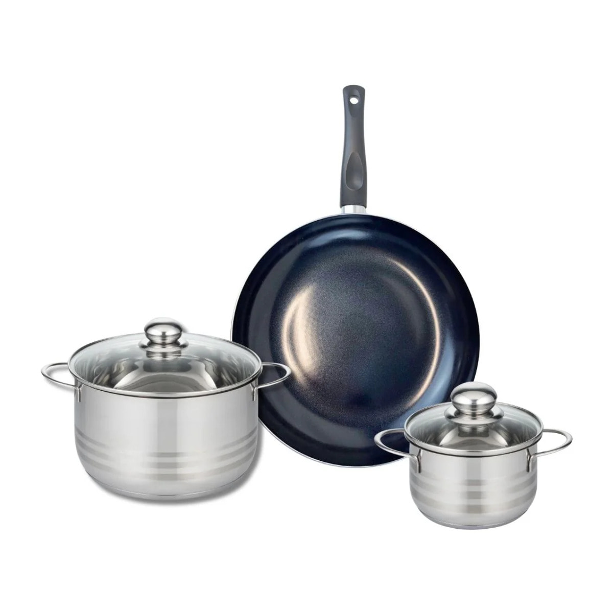 Ensemble de 1 Poêle de cuisson 32 cm et 2 faitouts 16 et 24 cm Elo Prima Brillant