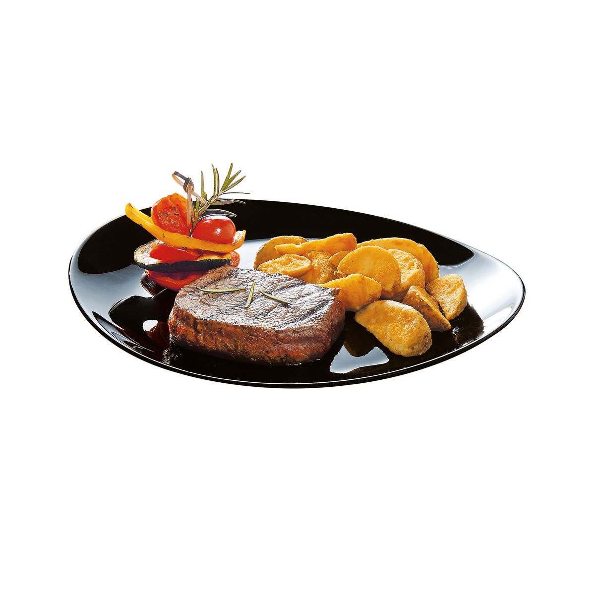 6 assiettes à steak noires 30cm Friend's Time - Luminarc - Verre opale extra résistant